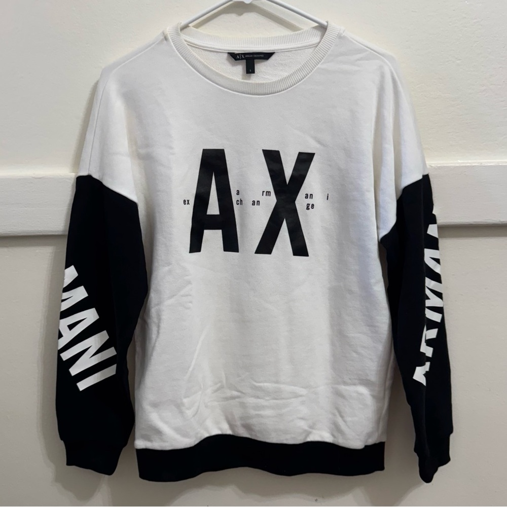 Armani Exchange Black and White Crew Neck Sweater (S)